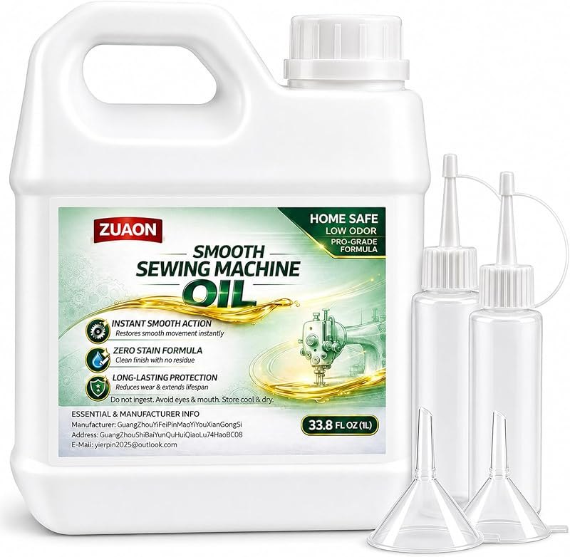 33.8oz Sewing Machine Oil Kit, Machine Lubricating Oil with Refill Bottles and Funnels for Sewing Machines Moving