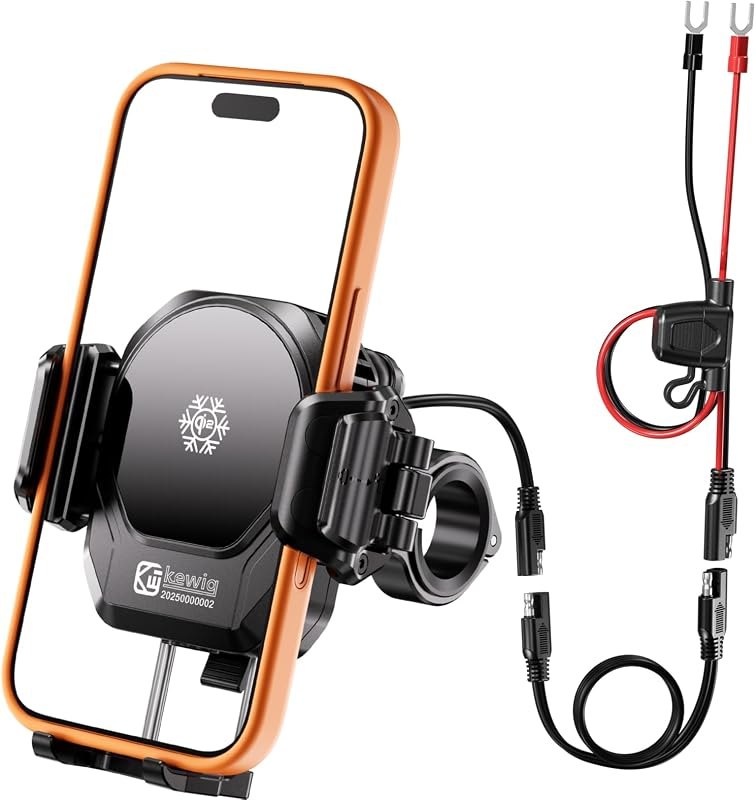 Kewig All Metal Motorcycle Cooling Phone Mount with Wireless & PD Charger — phone mount moto for phone mount moto