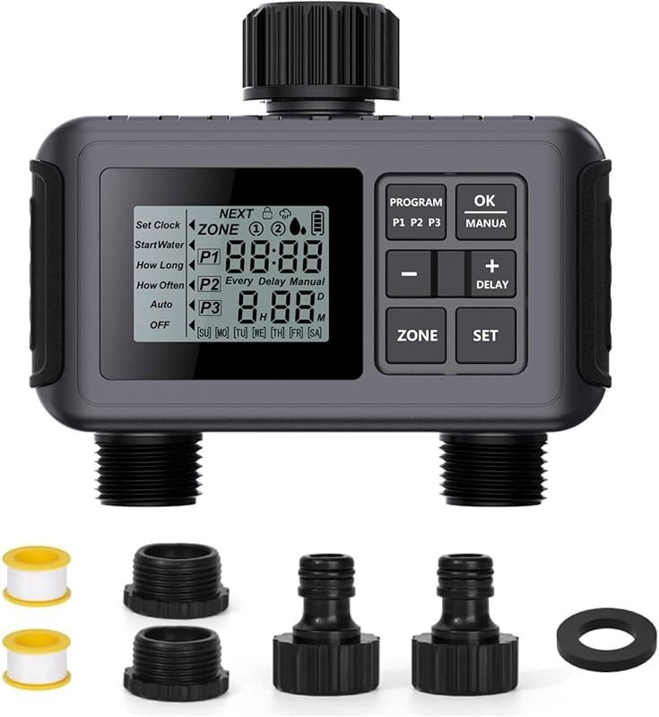 Uzoli 2-Zone Sprinkler Timer for Garden Hose, Programmable Water Timer — drip irrigation timer for drip irrigation timer