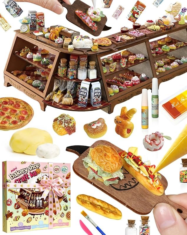 iLAND Crafts for Girls 8-12 Air Dry Clay Bakery Shop Craft Kits for Kids Ages 8-12, Creative 8-10 11 Year Old Girls