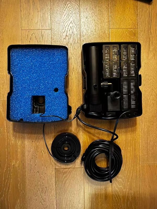 TONGCHANT 400 GPH Pond Filter Fountain, 25W Pump, RGB LED, 33 ft Power Cord — submersible pond pump for submersible