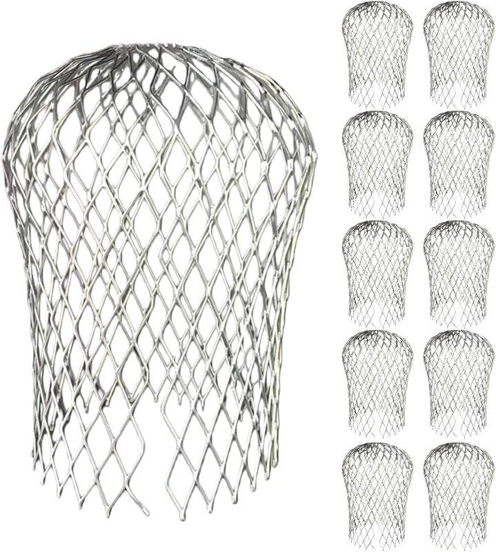 10Pcs Gutter Downspout Guard, 3.5 Inch Expandable Aluminum Mesh Filter Strainer, Adjustable Leaf Screen for 2-4 Inch