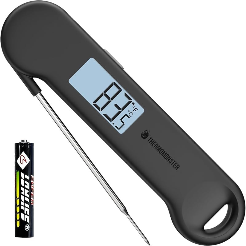 0.5 Sec Instant Read Meat Thermometer Digital for Outdoor Fryer, Black — baking oven thermometer for baking oven
