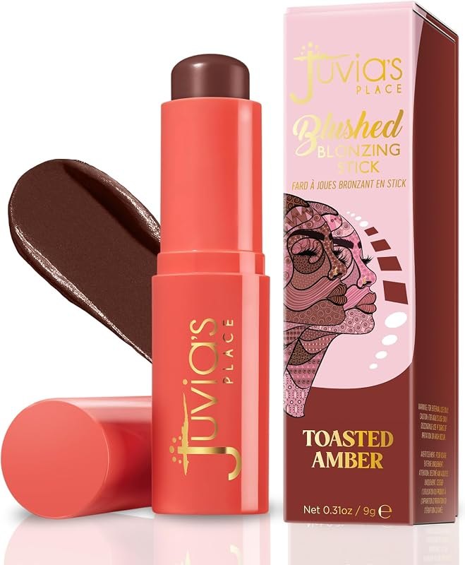 Juvia's Place Blushed Blonzing Stick - Toasted Amber - 2-in-1 Cream Bronzer & Blush Stick for Face - Buildable