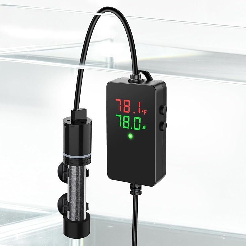 hygger ECO Precise 50W Aquarium Heater Submersible, for 5-10 Gallon Fish Tank, ±0.5℃ Dual Probe Controller, Overheat &