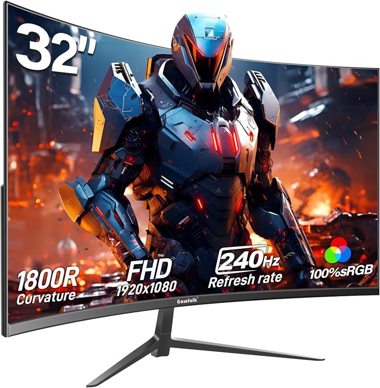 Gawfolk 32 Inch Curved Gaming Monitor 240Hz,1920 * 1080P Computer Monitor — 32 inch 4K 120Hz monitor for inch 120hz