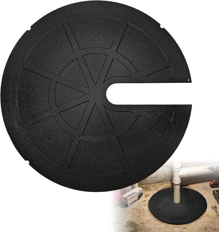 18 Inch Slotted Steel Sump Pump Cover Lid, Black Heavy Duty Septic Tank Cover for Sump Pump Bucket Basin, Decorative