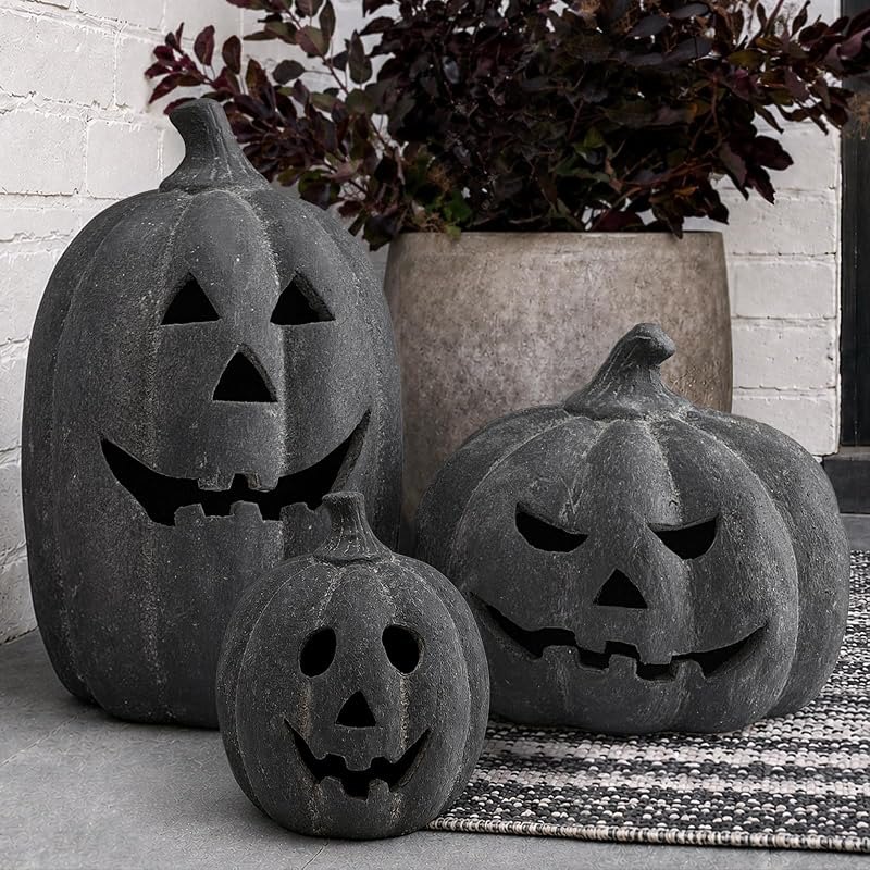 Halloween Decorations - Black Handmade Terracotta Jack O Lantern Pumpkin — best halloween pumpkin lantern for