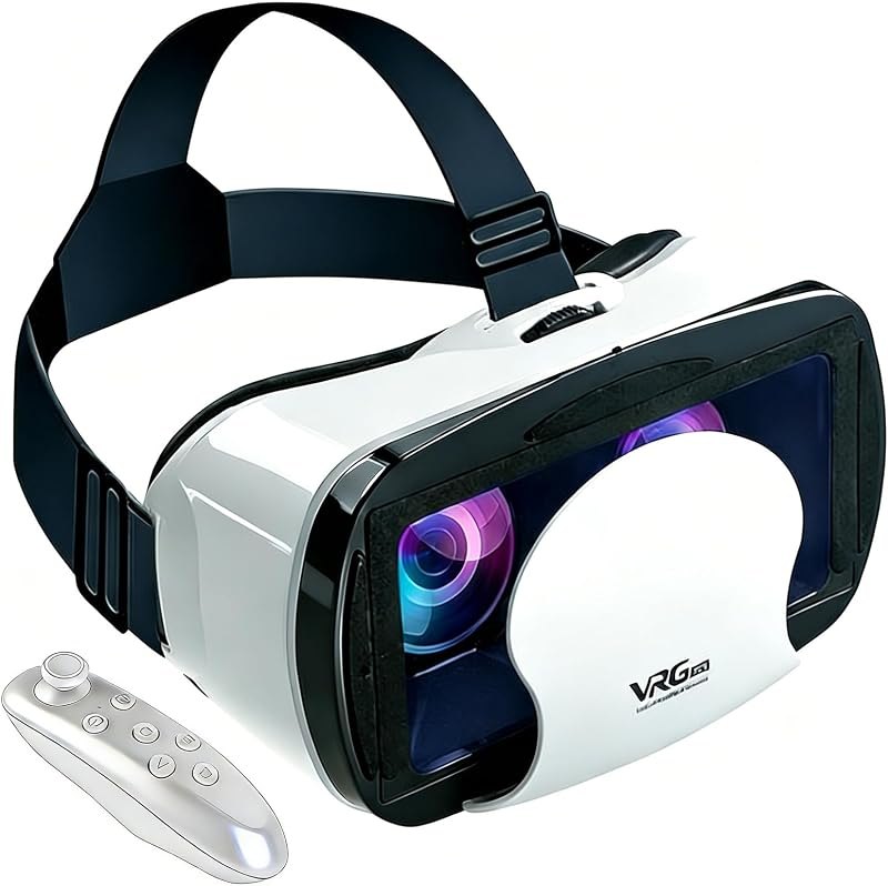 Virtual Reality Headset for Phone with Controller, 3D VR Glasses Adjustable VR Virtual Reality Goggles, Compatible