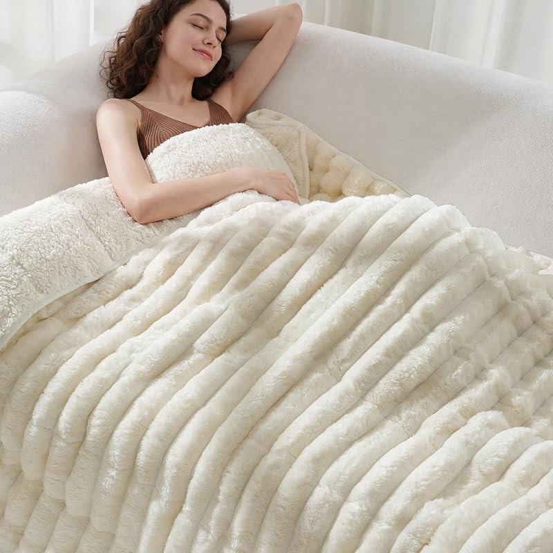 Drewin Weighted Blankets for Adults 15lbs Twin Size 48"x 72", Cream White — twin weighted blanket for twin weighted