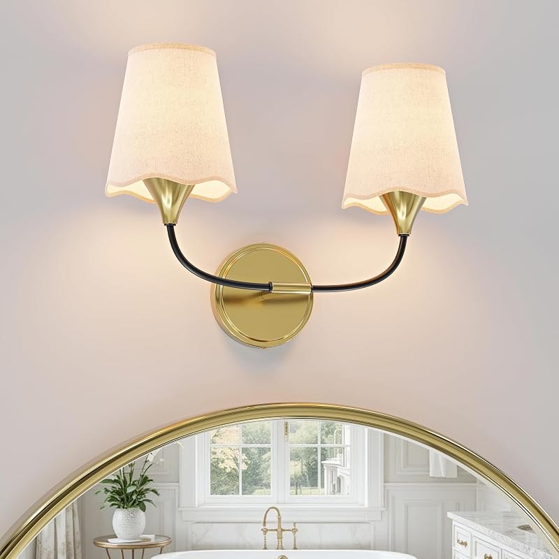 Hardwired Wall Sconce, Black and Gold Bathroom Sconce Light — e lights for lights