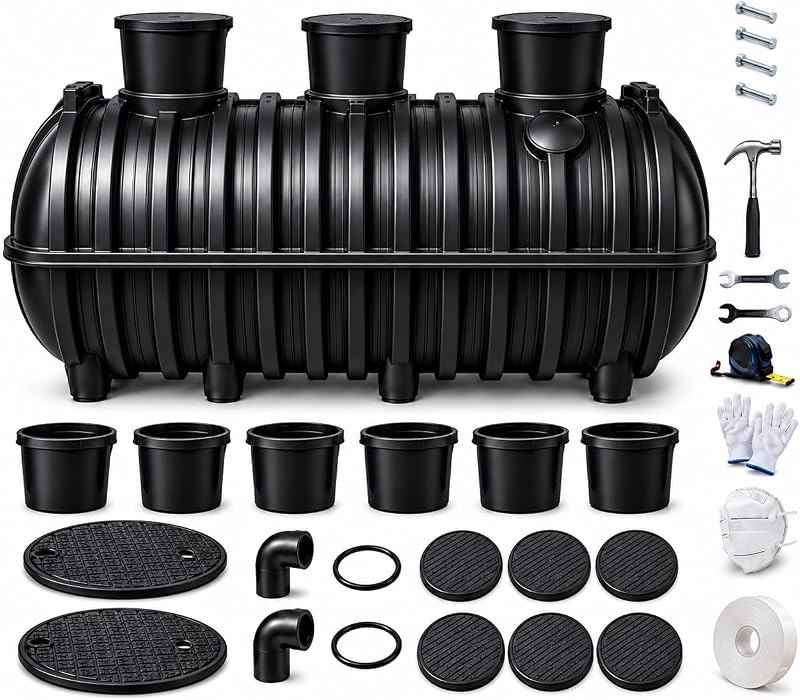 396 Gallon Septic Tank System Kit, High Capacity Plastic Septic Tank for Residential & Off Grid Septic System Use