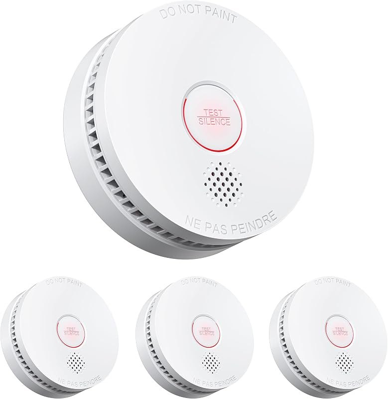 SITERWELL Smoke Detector 9V Battery Operated with Photoelectric Sensor & Low-Battery Warning, Easy to Install Fire
