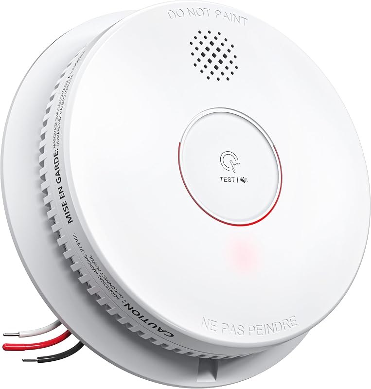 SITERWELL Smoke Detector, Photoelectric Fire Alarm with 9V Backup Battery, Hardwired Smoke Alarm Interconnected, Fire