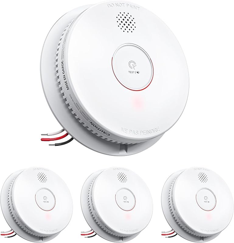 SITERWELL Smoke Detector, Photoelectric Fire Alarm with 9V Backup Battery, Hardwired Smoke Alarm Interconnected, Fire