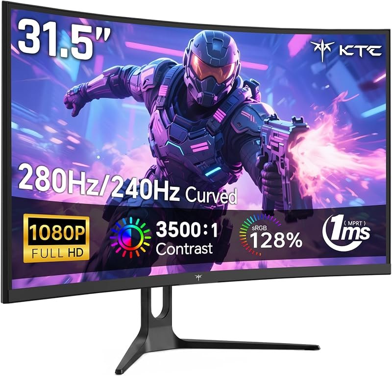 KTC 32 Inch Curved 280Hz Gaming Monitor, 240Hz Computer Monitor FHD, H32C5 — 32 inch 4k monitor for inch monitor