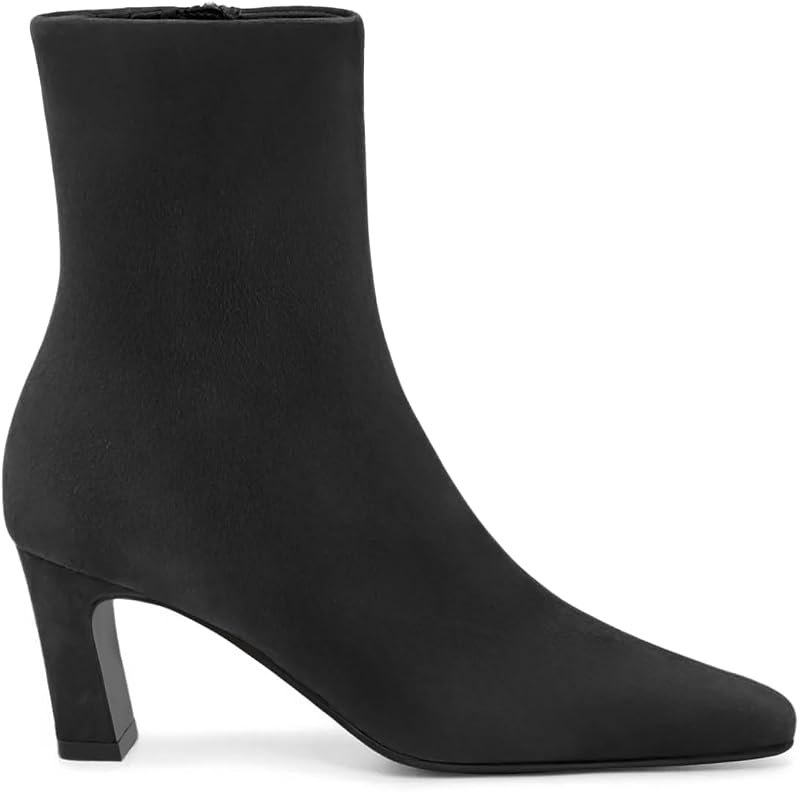 Womens Square Toe Ankle Boots Chunky Heel Zip Dress Booties — block heel booties for block heel booties