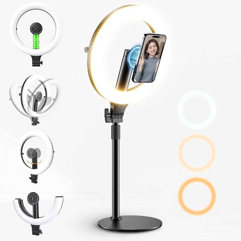 Magnetic Ring Light with Stand, 10" Foldable, Adjustable Height, 5000mAh — best ring light remote for ring light remote
