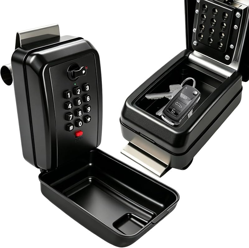 Upgrade Large Size Car Key Lock Box, Car Window Lock Box for Turo, Car Window Punch Button LockBox, Vehicle Window Key