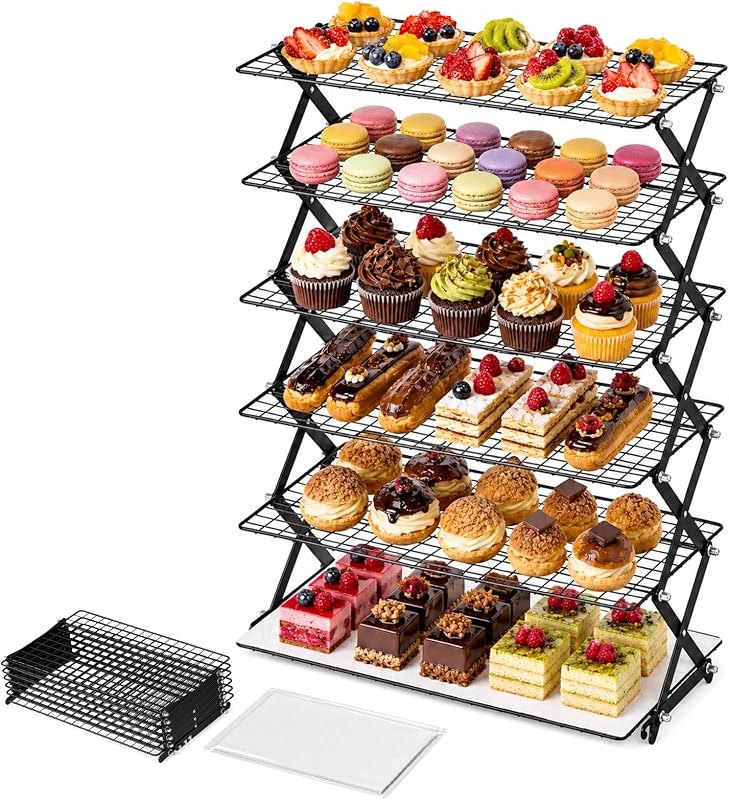 6-Tier Collapsible Cooling Rack for Baking, 4 Height Settings — Cupcake Cooling Rack for cupcake cooling rack