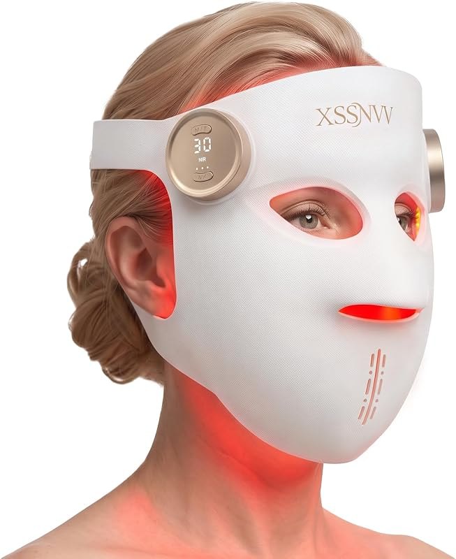 Red Light Therapy for Face 4D Cordless LED Face Mask Dual NIR, White — red light face mask for red light face mask
