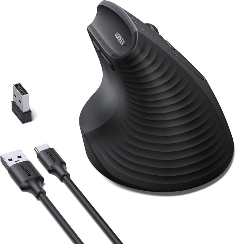 UGREEN Ergonomic Vertical Mouse, Rechargeable Wireless Mouse, 3 Devices — computer vertical mouse for computer