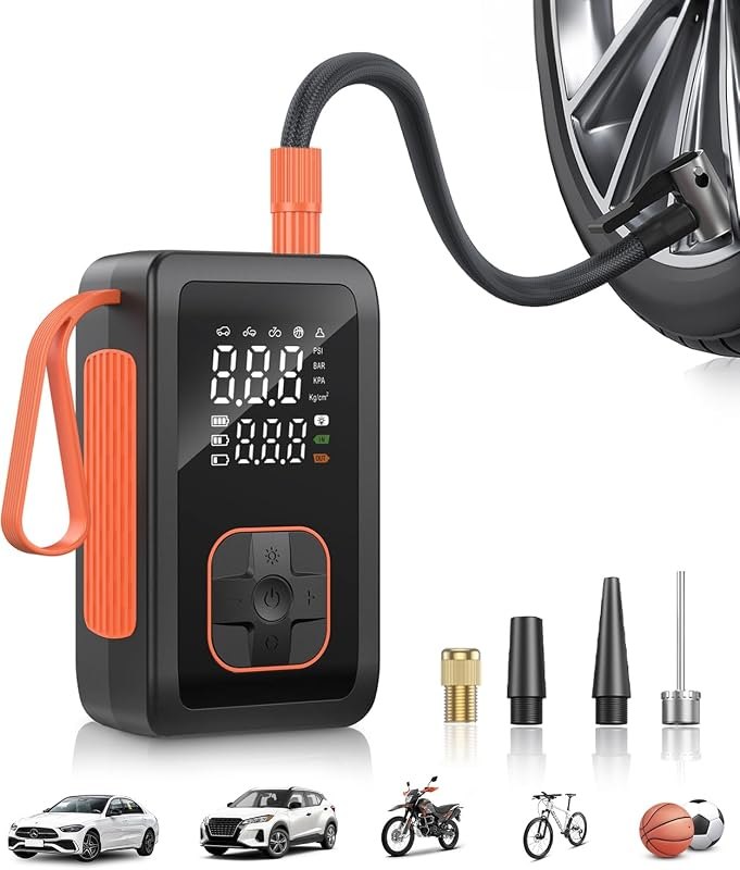 Hafuloky Tire Inflator Portable Air Compressor, 150PSI Cordless Air Pump with Digital Gauge, 3X Fast Air Compressor