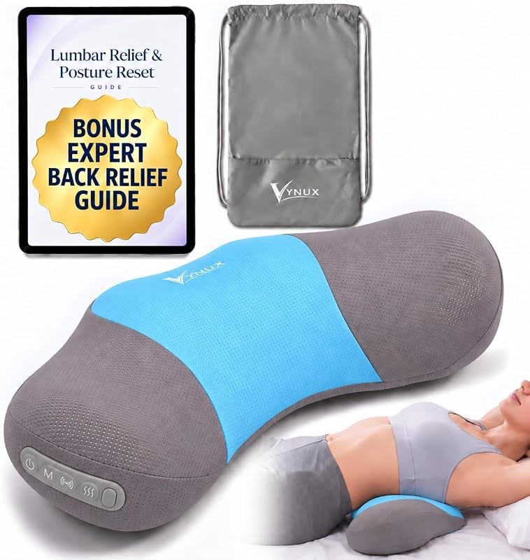 3-in-1 Lower Back Massager with Heat, Vibration and Air Compression, Rechargeable Cordless Lumbar Massager and Memory