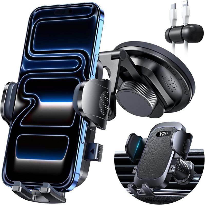 Military-Grade Heavy-Duty Metal Car Phone Holder Mount 2026 Upgraded Foldable & 360° Rotatable Arm【90LBS Safest