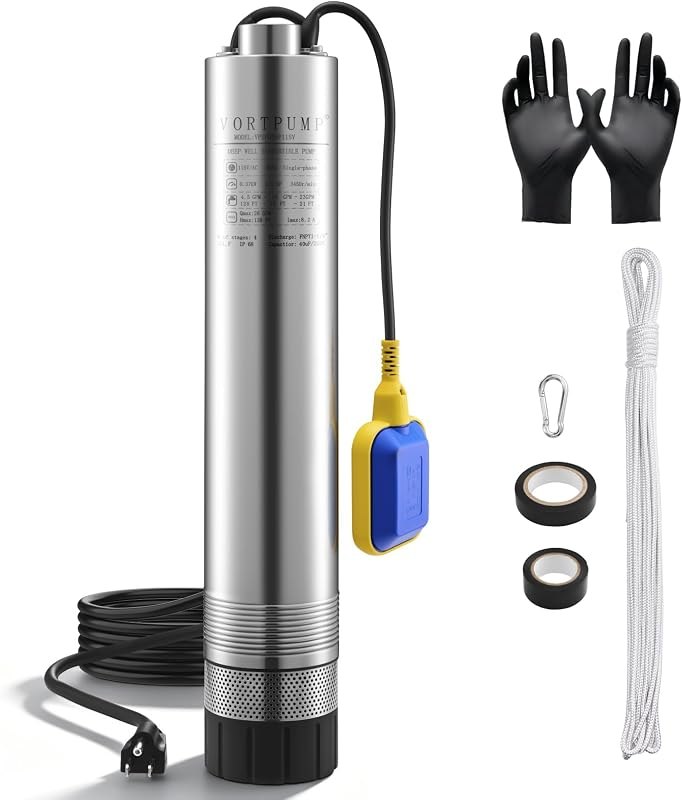 4" Septic Tank Pump for Submersible Well 1/2HP 26GPM 138FT