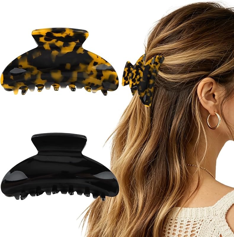 Acetate Hair Claw Clip for Woman,Tortoiseshell Clip for Fine Hair — beauty claw clip for skincare headband