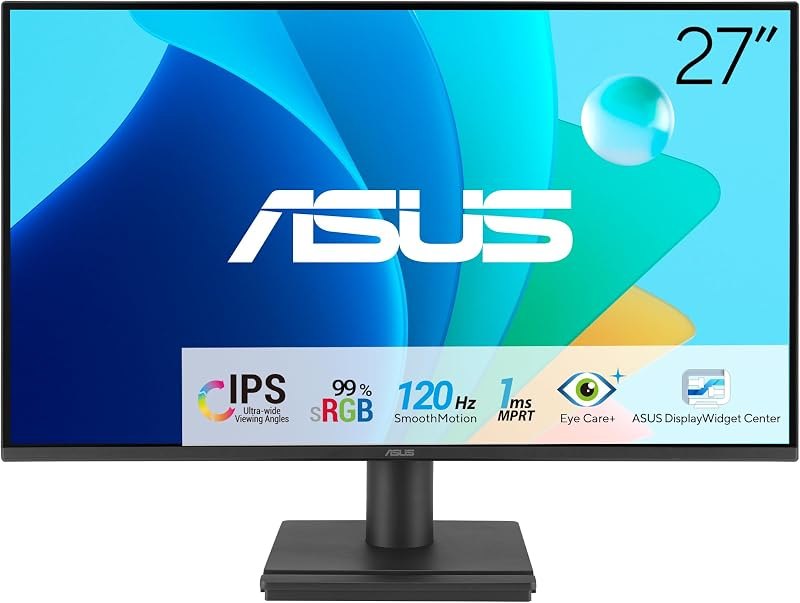 ASUS VA27EHF2 27" 1080P FHD 120Hz IPS Computer Monitor, HDMI, VGA, VESA — 24 inch 1080p monitor for inch 1080p monitor