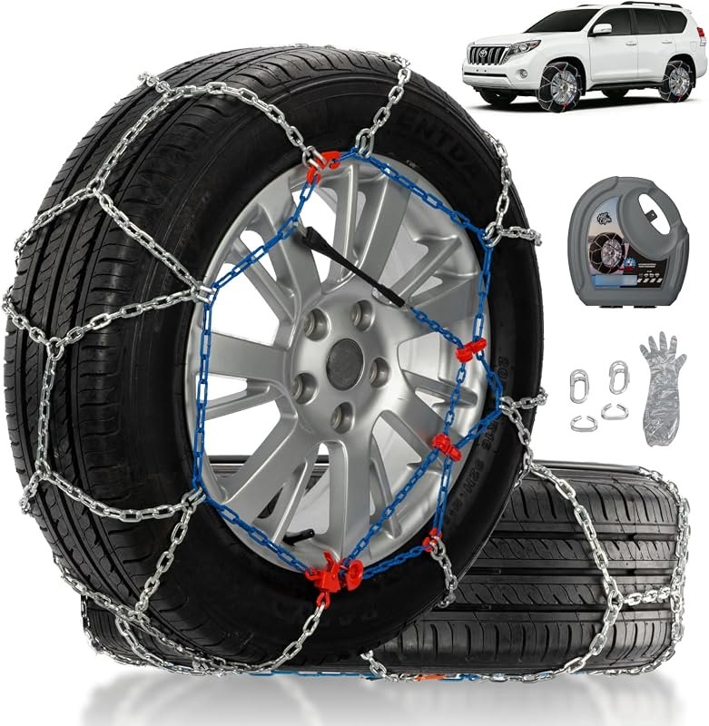 Snow Chains for Pickup Trucks & SUVs Off-road, Heavy Duty Quick Fit & Easy Installation Snow Tire Chains, Portable
