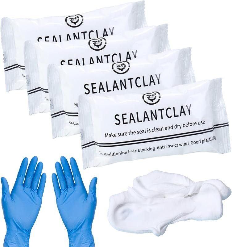 4-Pack White Waterproof Sealant Clay, Quick-Drying Wall Filler Putty & Home Repair Mastic for Pipe Sealing, Cracks