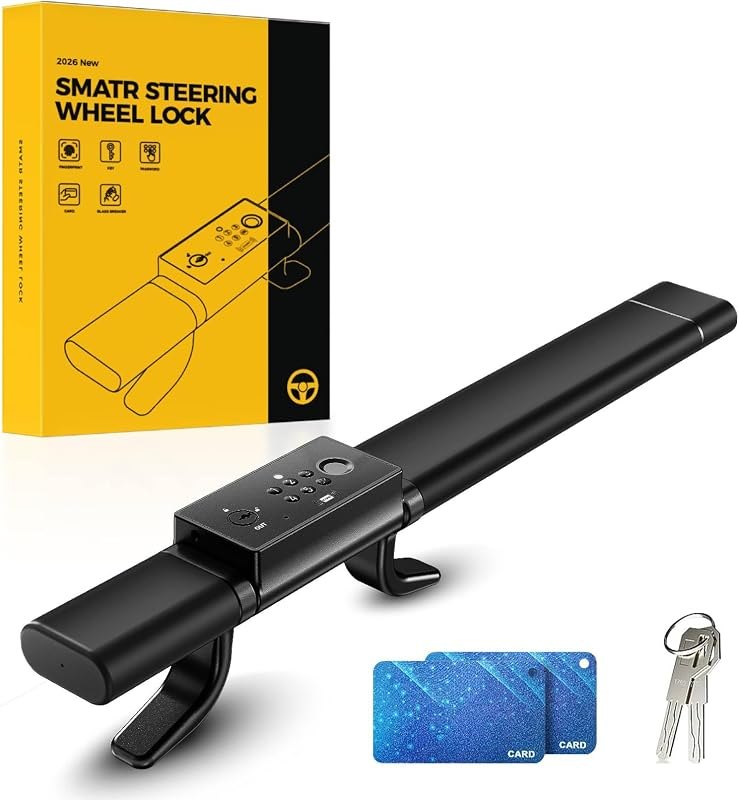 KYX Smart Steering Wheel Lock,Sound & Light Alarm,High-Tech Keyless Unlock — car window lock for car window lock