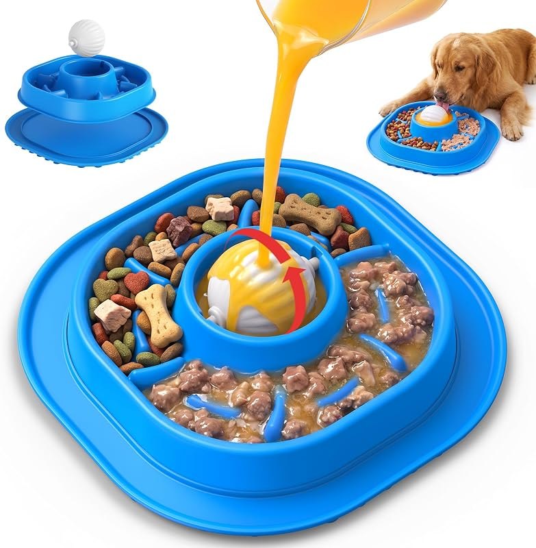 Slow Feeder Dog Licking Bowl with Rolling Ball, Lick Toy, Anti Boredom Toys — pets slow feeder for pets slow feeder