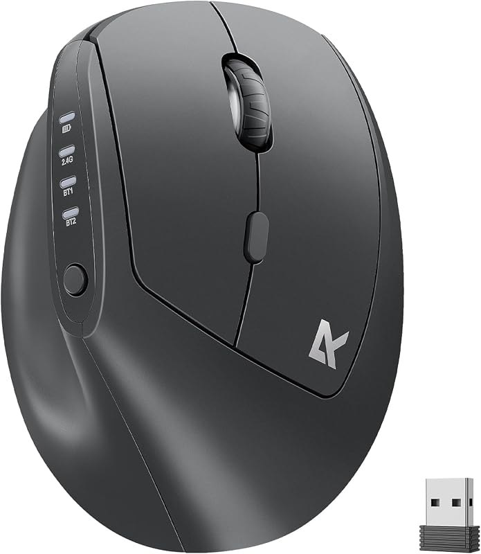 Redragon Ergonomic Mouse, Bluetooth Rechargeable Wireless Vertical Mouse, 3 Multi-Device Connectivity for