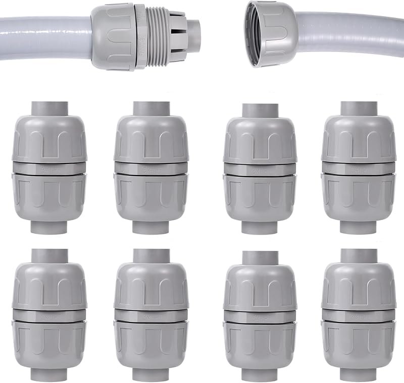 8 Pcs NPT 3/4 Inch Liquid Tight Connector Non-Metallic PVC Electrical Flexible Conduit Fittings, UL Listed - 180