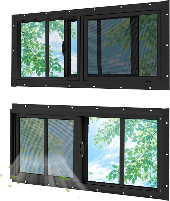 Shed Windows 2 Pack Chicken Coop Windows 10" x 18" Black