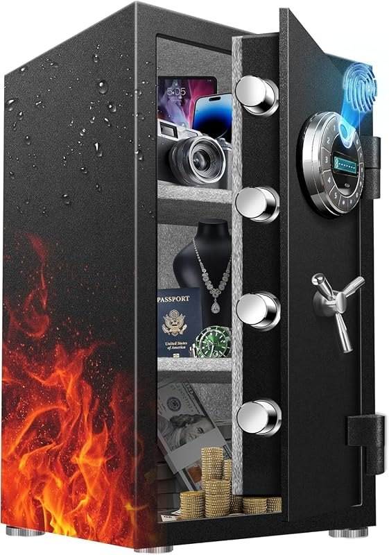 8.0 Cu Ft True UL Fire Rated Biometric Safe, Fingerprint Keypad Lock, 120LB Heavy Duty Safe, 240° Swing Door