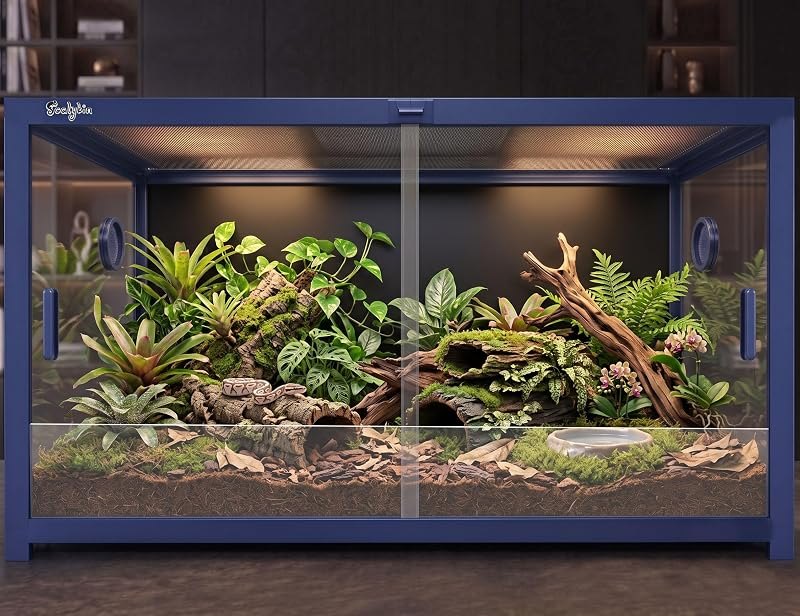 68 Gallon Reptile Tank, Snake Tank Reptile Enclosure Front Sliding Door — reticulated python enclosure for reticulated