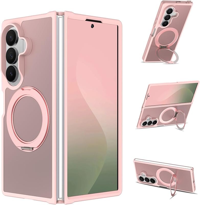 Magnetic Case for Galaxy Z Fold8 Ultra,Rotating Stand(Light Pink) — z fold 8 ultra skin for fold ultra skin