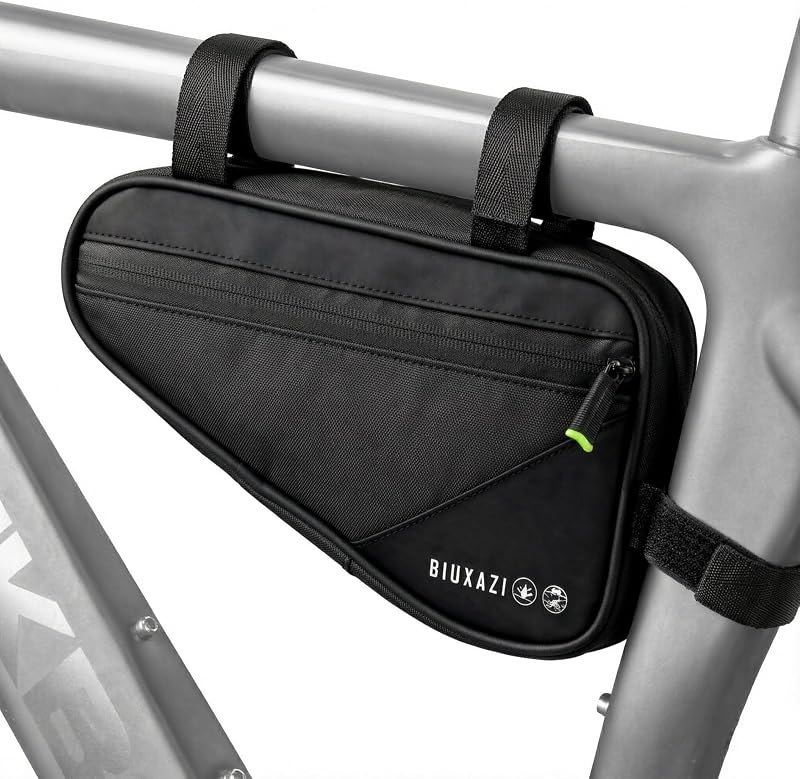 Bicycle frame bag, crossbar triangle bag, top tube bag; features a reflective triangular design and side mesh pockets