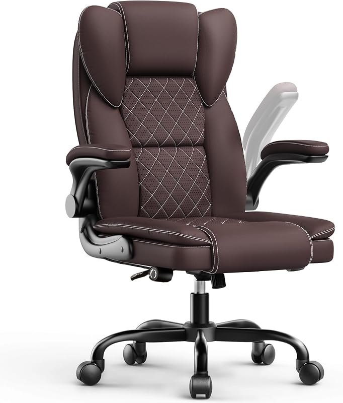 naspaluro Ergonomic Office Chair, Executive PU Leather Chair, Computer Desk Chair with Adjustable Lumbar Support