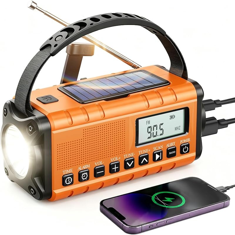 Hand Crank Emergency Radio Am Fm-10000mAh/37000mWh NOAA Weather Radio — Home Emergency Radio for home emergency radio