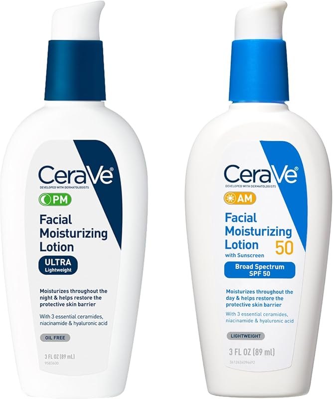 CeraVe Skin Care Set, PM Facial Lotion + AM Face Lotion with SPF 50 — best skin ceramide moisturizer for skin ceramide