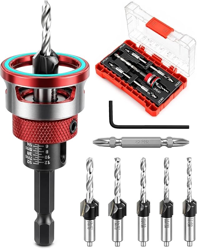 9 PCS Countersink Drill Bit Set with Adjustable Depth Stop Collar — two minute drill for two minute drill