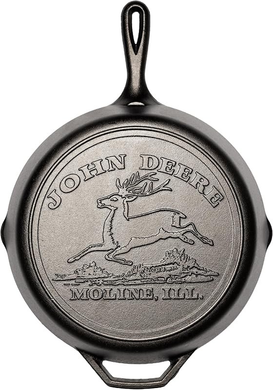 Seasoned Cast Iron 12 Inch Skillet with John Deere Logo — Lodge 12 for cast iron skillet