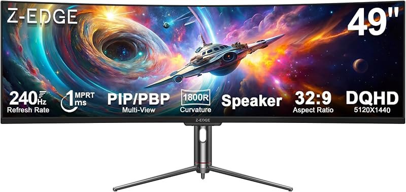 Z-Edge 5K 49 Inch Curved Gaming Monitor, DQHD 240Hz Ultrawide Computer — 39 inch ultrawide monitor for inch ultrawide