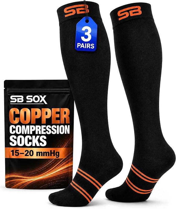 3-Pair Copper Compression Socks (15-20mmHg) — best post surgery compression socks for post surgery compression socks